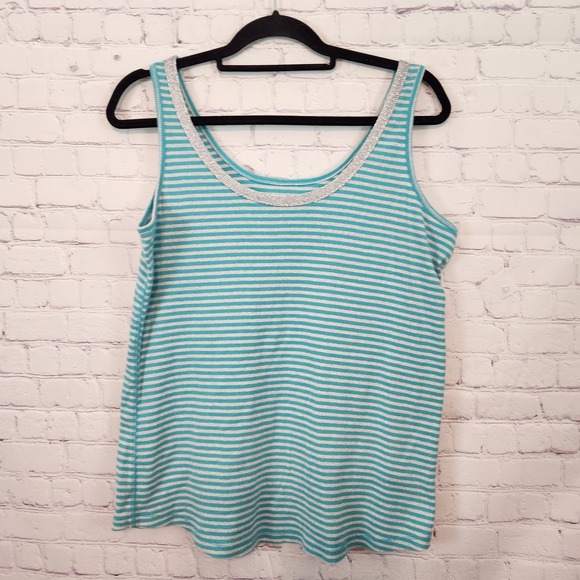 Lane Bryant Set of 2 Striped Metallic Knit Tank Tops Women's 18/20 - Picture 1 of 8